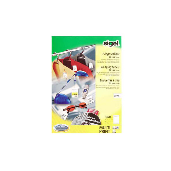 4004360997303 - SIGEL Hängeetiketten Hängeschilder 27x40 mm 1470St 270 x 400 mm weiß