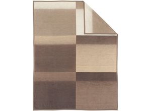 4004406228118 - Wohndecke IBENA Sorrento Jacquard Wohndecken Gr B L 150 cm x 200 cm beige (beige braun) Baumwolldecken sanfter Farbverlauf Kuscheldecke