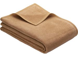 4004406266271 - Wohndecke IBENA Luxus Wohndecken Gr B L 220 cm x 240 cm braun (camelfarben) Baumwolldecken verschiedene Größen unifarbenes Design Kuscheldecke Bestseller