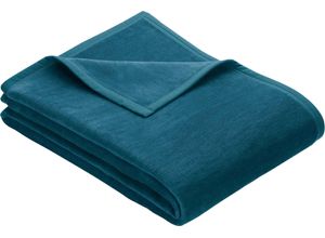 4004406302405 - Wohndecke IBENA Luxus Wohndecken Gr B L 220 cm x 240 cm blau (petrol) Baumwolldecken verschiedene Größen unifarbenes Design Kuscheldecke Bestseller