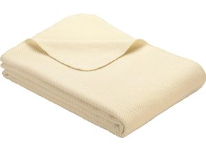 4004406321079 - Wolldecke IBENA Jacquard Decke Auckland Wohndecken Gr B L 140 cm x 200 cm beige (creme) Wolldecken nachhaltig aus Bio-Baumwolle Kuscheldecke