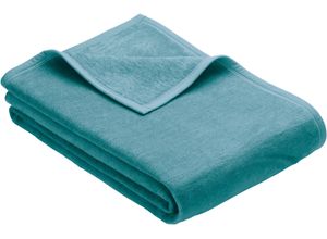 4004406330514 - Wohndecke IBENA Luxus Wohndecken Gr B L 150 cm x 200 cm blau (helltürkis) Baumwolldecken verschiedene Größen unifarbenes Design Kuscheldecke Bestseller