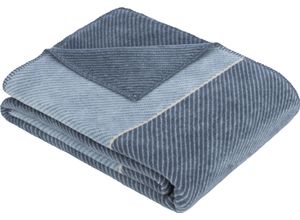 4004406355296 - Wohndecke IBENA Jacquard Decke Austin Wohndecken Gr B L 150 cm x 200 cm blau Decken 150 x 200 cm (Breite Länge) einfarbig Kuscheldecke