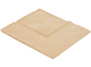 4004406372231 - Wohndecke SOLIVER Chenille Decke mit Fransen sOliver Wohndecken Gr B L 150 cm x 200 cm braun (camel) Baumwolldecken im modernen Leinenlook