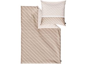 4004406387563 - Bettwäsche BUGATTI Satinbettwäsche bugatti Gr B L 135 cm x 200 cm 1 St 1 St Mako-Satin B L 80 cm x 80 cm beige mit zeitlosem Wende-Design