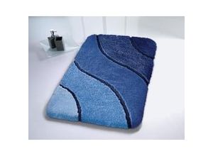 4004478209909 - Badteppich Wave marineblau 70 x 120 cm Badteppich - Kleine Wolke