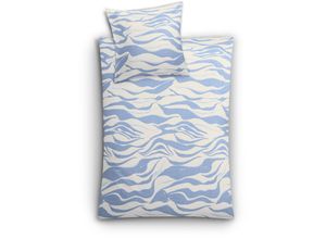 4004478352582 - Bettwäsche KLEINE WOLKE Onda Gr B L 135 cm x 200 cm B L 80 cm x 80 cm Mako-Satin blau (mare) Bettwäsche 135x200 cm mit Wellenmotiv