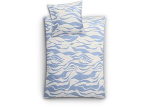 4004478352599 - Bettwäsche KLEINE WOLKE Onda Gr B L 155 cm x 220 cm B L 80 cm x 80 cm Mako-Satin blau (mare) Bettwäsche 155x220 cm mit Wellenmotiv