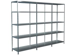 4004514122957 - Steckregal Stecksystem Grund- und 2x Anbauregale Regale Metall verzinkt 1800x2600x500 mm 15 Böden Gr B H T 260 cm x 200 cm x 50 cm silberfarben Werkstatt-Regale