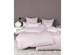 4004565390657 - Wendebettwäsche JANINE modernclassic 3912 100% Baumwolle Bettwäsche Gr B L 135 cm x 200 cm (1 St) B L 80 cm x 80 cm (1 St) Mako-Satin rosa (rose) Bettwäsche 135x200 cm mit Reißverschluss Streifen Design