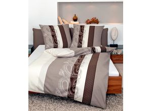 4004565419518 - Bettwäsche JANINE DAVOS 6456 in Gr 135x200 oder 155x220 cm Paisley Bordüre Gr B L 135 cm x 200 cm (1 St) B L 80 cm x 80 cm (1 St) Biber braun Bettwäsche 135x200 cm