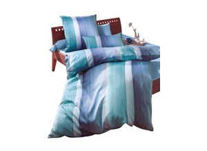 4004565634393 - Bettwäsche JANINE WITT-PBK-Bettwäsche-temporär Gr B L 155 cm x 200 cm 2 tlg Mako-Satin B L 80 cm x 80 cm blau Mako-Satin-Bettwäsche