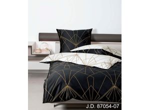 4004565909262 - Wendebettwäsche JANINE J D 87054 Bettwäsche Gr B L 200 cm x 200 cm (1 St) B L 80 cm x 80 cm & 80 cm x 80 cm (2 St) Mako-Satin braun (bronzebraun schwarz) Bettwäsche 200x200 cm aus Baumwolle mit grafischem Muster Markenreißverschluss