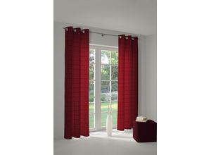 4004567118181 - Vorhang WIRTH Toco-Karo Gr 3 rot B132cm H225cm Chenille Polyacryl Gardinen