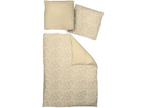 4004567191078 - Wendebettwäsche ADAM Flower Bettwäsche Gr B L 155 cm x 220 cm (1 St) B L 80 cm x 80 cm (1 St) Renforcé beige Renforcé-Bettwäsche mit Blumen