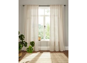 4004567276348 - Vorhang ANDAS Elby 2 Gr 5 beige (ecru) B142cm H255cm Jacquard Baumwolle Polyester Gardinen basic transparent monochrom bis 295 cm Länge