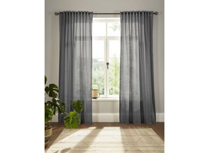 4004567276379 - Vorhang ANDAS Elby 2 Gr 2 grau (anthrazit) B142cm H180cm Jacquard Baumwolle Polyester Gardinen basic transparent monochrom bis 295 cm Länge