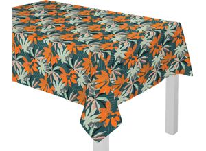 4004567287948 - Tischdecke ADAM Jungle Tischdecken Gr B L 190 cm x 145 cm 1 St rechteckig bunt (dunkelgrün orange) GOTS organiczertifiziert durch CERES 0242Made in Germany