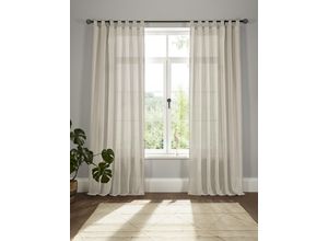 4004567290641 - Vorhang ANDAS Elby 1 Gardinen Gr 255 cm Schlaufen 142 cm beige Schlaufen transparent basic monochrom bis 295 cm Länge