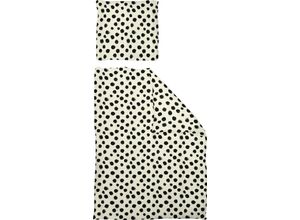 4004567292249 - Bettwäsche ADAM Leinenbettwäsche Dots Gr B L 135 cm x 200 cm (1 St) B L 80 cm x 80 cm (1 St) Jacquard schwarz Bettwäsche 135x200 cm nachhaltig aus Bio-Baumwolle