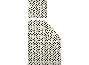 4004567292263 - Bettwäsche ADAM Leinenbettwäsche Dots Gr B L 155 cm x 200 cm (1 St) B L 80 cm x 80 cm (1 St) Jacquard schwarz Bettwäsche 155x200 cm nachhaltig aus Bio-Baumwolle