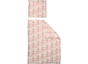 4004567293703 - Bettwäsche ADAM Leinenbettwäsche Wave Gr B L 135 cm x 220 cm (1 St) B L 80 cm x 80 cm (1 St) Jacquard rosa (rosa rot) Bettwäsche 135x220 cm nachhaltig aus Bio-Baumwolle