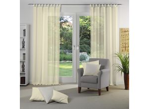 4004567324810 - Vorhang WIRTH Sunday Gardinen Gr 145 cm Schlaufen 142 cm beige (creme) Schlaufen Gardine