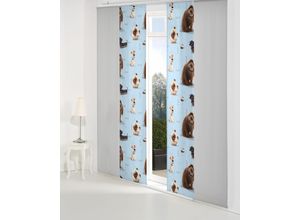 4004567329884 - Schiebegardine WIRTH Pets Gr 4 blau B60cm H245cm Satin Polyester Gardinen Universal Pictures