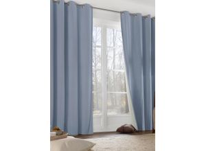 4004567335274 - Vorhang WIRTH Neveres Gardinen Gr 145 cm Ösen 135 cm blau (graublau) Ösen