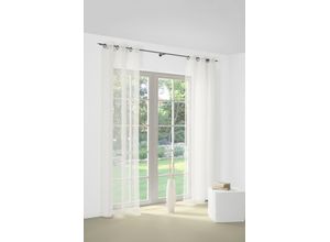 4004567372477 - Gardine WIRTH Bettina beige (creme) Gardinen 210cm Ösen 950cm Polyester Fertig-Store mit Metallösen nach Maß B950cm H210cm