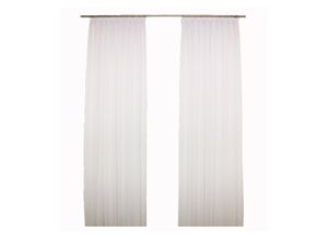 4004567482084 - Gardine WIRTH Mara weiß Gardinen 145cm Faltenband 700cm Polyester Fertig-Store mit FB 13 nach Maß B700cm H145cm