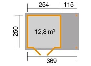 4004581459871 - Weka Gartenhaus Mina 369 x 250 cm natur mit Fußboden