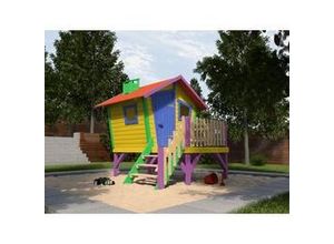 4004581498337 - Weka Kinderspielhaus Lotti mit Treppe und Terrasse Fichte naturbelassen