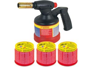 4004625563540 - ROTHENBERGER Industrial RoFlame Premium Lötlampe mit Piezo-Zündung 1800 °C inkl 3x C200 Kartusche 330 ml mit ILL System - 1500004632