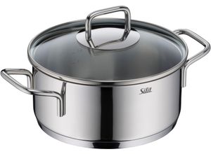 4004633306306 - Bratentopf SILIT Extra Cook mit Glasdeckel grau (edelstahl) B228cm H12cm L286cm Töpfe SiliTherm Universalboden induktionsgeeignet spülmaschinengeeignet