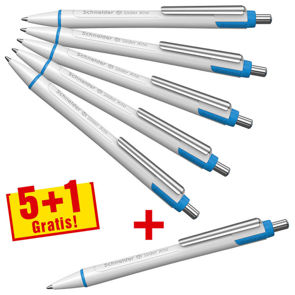 4004675145901 - 5+1 GRATIS 5 Kugelschreiber Slider Xite weiß Schreibfarbe blau + GRATIS 1 Kugelschreiber Slider Xite weiß Schreibfarbe blau 5 Stück