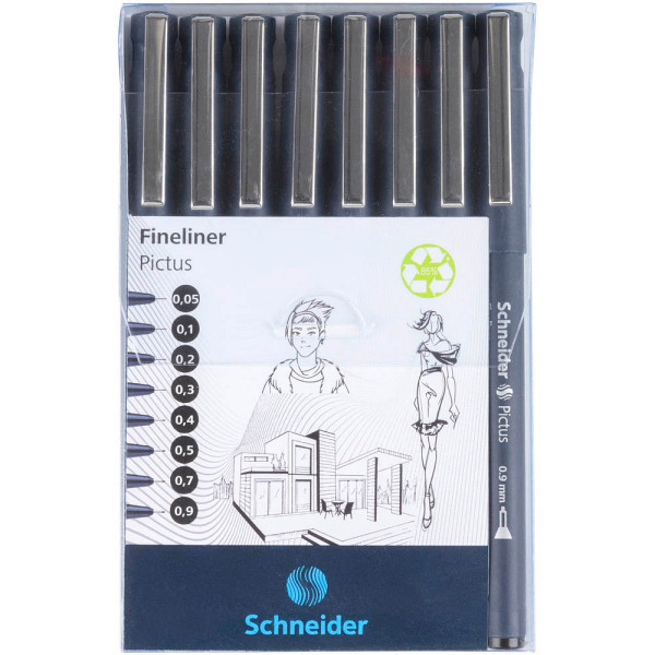 4004675150912 - Fineliner 005 + 01 + 02 + 04 + 05 + 07 + 09 mm schwarz blau