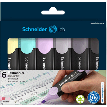 4004675187451 - Textmarker Job Pastell (grau) Karton-Etui 6 Stück sortiert