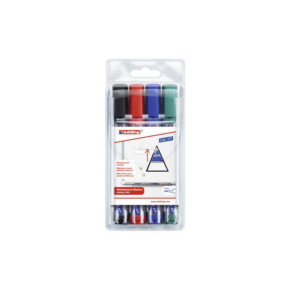 4004764099344 - Whiteboardmarker 363 1-5mm farbig sortiert 4 St Pack Schreibfarbe rot blau grün schwarz - Edding