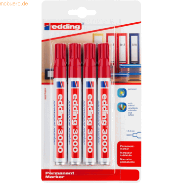 4004764796199 - 10 x Permanentmarker edding 3000 nachfüllbar 15-3mm rot