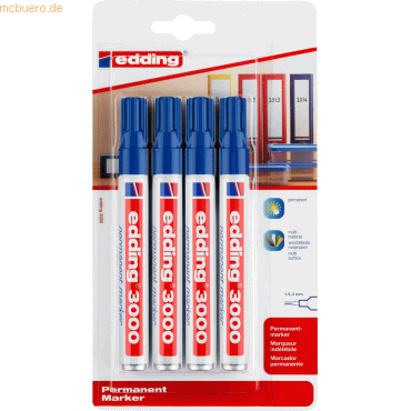 4004764796229 - 10 x Permanentmarker edding 3000 nachfüllbar 15-3mm blau VE=4