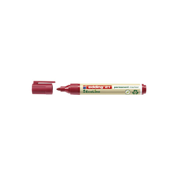 4004764917815 - edding EcoLine 21 21 Permanentmarker Mittel Rundspitze 15 - 3 mm Rot Nachfüllbar Wasserbeständig