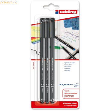 4004764967667 - 10 x edding Fasermaler edding 1200 colourpen 1mm schwarz Blister VE=3