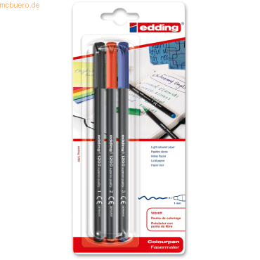 4004764967735 - 10 x edding Fasermaler edding 1200 colourpen 1mm sortiert Blister VE=3