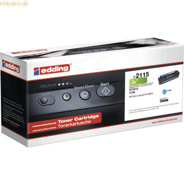 4004764982837 - edding 2115 Tonerkassette ersetzt HP 312A CF381A Cyan 2700 Seiten Kompatibel Toner