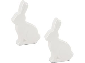 4004942054653 - RIFFELMACHER & WEINBERGER Osterhase Hasenfiguren sitzend aus Porzellan weiß (Set 2 St) Frühjahrsdeko Dekofigur Hase Ostern Osterdekoration weiß