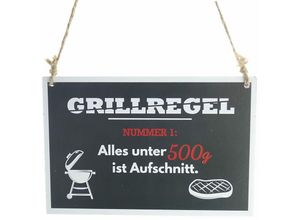 4004942085411 - Riffelmacher&weinberger - Riffelmacher BBQ-Schild Grillregel schwarz zum Hängen 18 x 12 cm - Holz