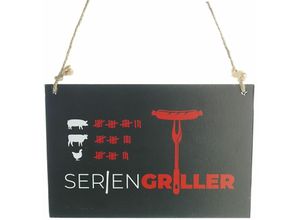 4004942085466 - Riffelmacher&weinberger - Riffelmacher BBQ-Schild Seriengriller schwarz zum Hängen 18 x 12 cm - Holz