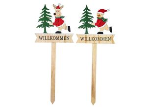 4004942179387 - Willkommen-Dekostecker Schnemann und Hirsch 2er Set