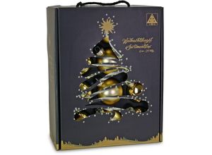 4004942262508 - RIFFELMACHER & WEINBERGER Weihnachtsbaumkugel Weihnachtsdeko Christbaumschmuck Christbaumkugeln Glas (24 St) Ø ca 6 cm aus Glas mit praktischer Aufbewahrungsbox goldfarben